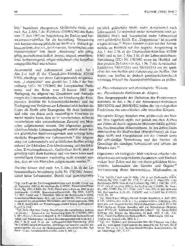 Vorschauseite 3: Physiologische, pharmakologische und toxikologische Wirkung- Ein Beitrag zur Abgrenzung von Lebensmitteln, Arzneimitteln und gefährlichen Stoffen - (Teil 1)