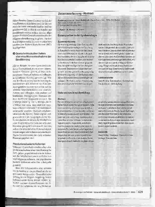 Vorschauseite 2: Datenquellen in der Epidemiologie
