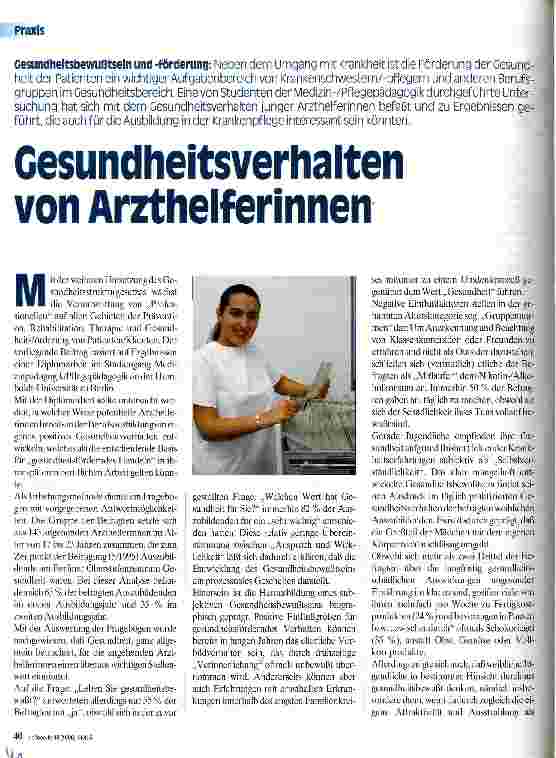 Vorschauseite 1: Gesundheitsverhalten von Arzthelferinnen Gesundheitsbewußtsein und -förderung