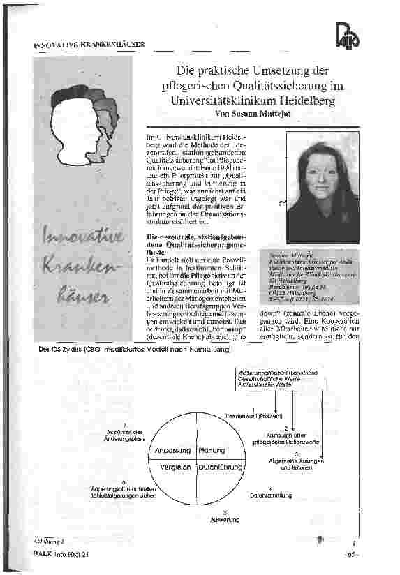 Vorschauseite 1: Die praktische Umsetzung der pflegerischen Qualitätssicherung im Universitätsklinikum Heidelberg