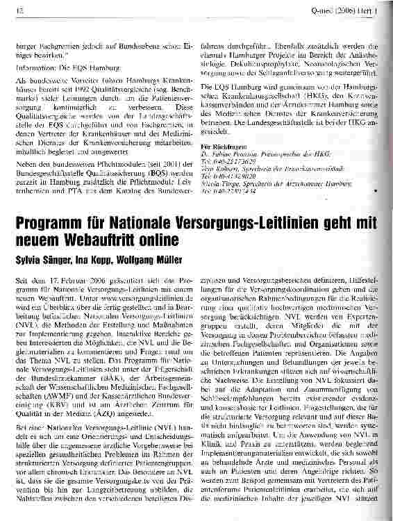 Vorschauseite 2: 1. Hamburger Ergebniskonferenz zur Externen Qualitätssicherung