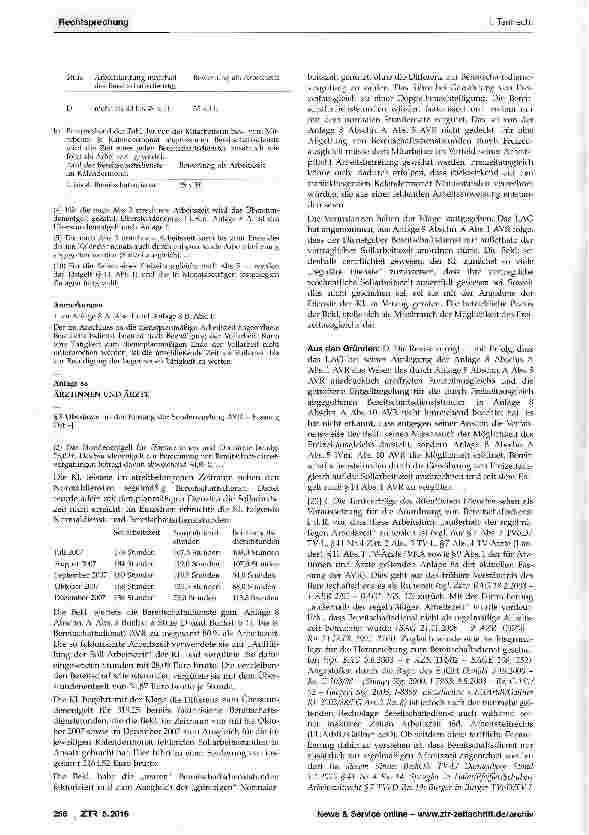 Vorschauseite 2: Freizeitausgleich für Bereitschaftsdienst (AVR)