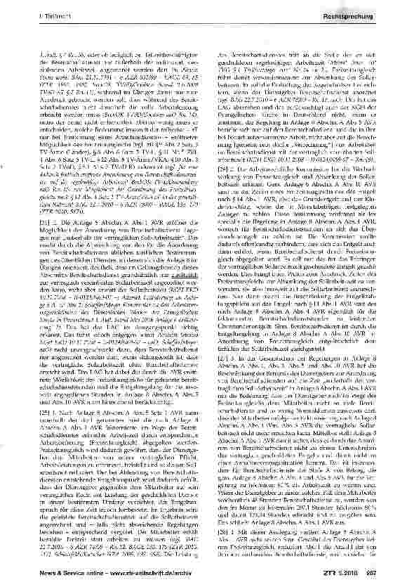 Vorschauseite 3: Freizeitausgleich für Bereitschaftsdienst (AVR)