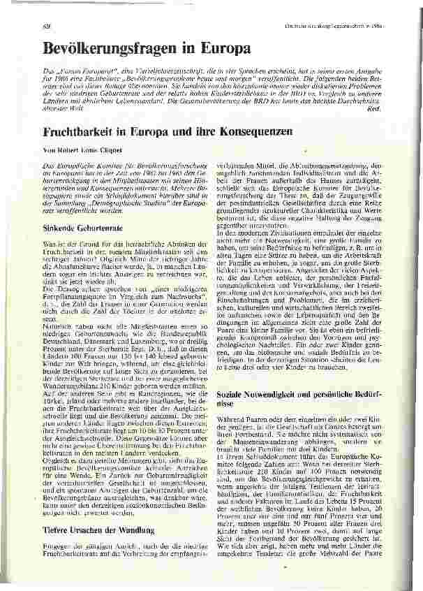 Vorschauseite 1: Bevölkerungsfragen in Europa