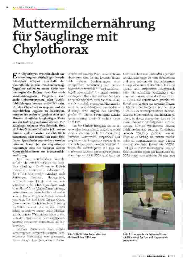 Vorschauseite 1: Muttermilchernährung für Säuglinge mit Chylothorax