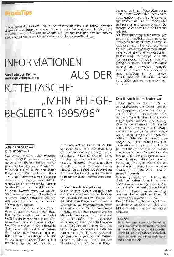 Vorschauseite 1: Informationen aus der Kitteltasche: Mein Pflegebegleiter 1995/96