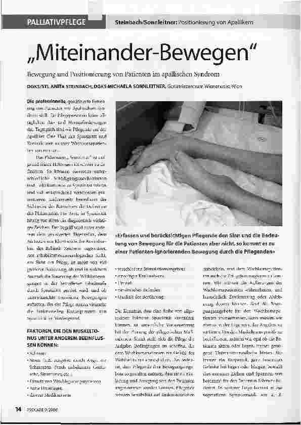 Vorschauseite 1: Miteinander-Bewegen - Bewegung und Positionierung von Patienten im apallischen Syndrom