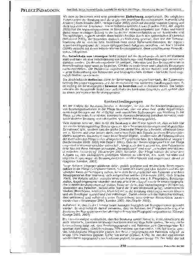 Vorschauseite 5: Lernfeld Beratung in der PflegeUmsetzung des Lernfeldkonzeptes in der Fachweiterbildung für onkologische Pflege