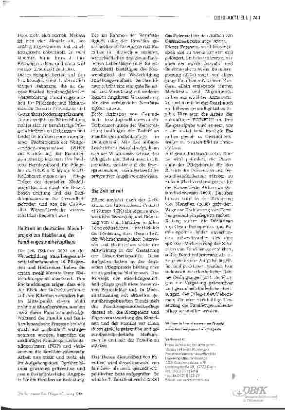 Vorschauseite 2: Halbzeit im Modellprojekt zur Etablierung der Familiengesundheitspflege