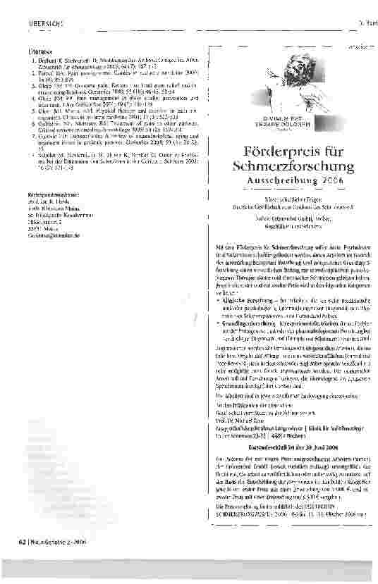 Vorschauseite 6: Besonderheiten der Schmerztherapie im fortgeschrittenen Lebensalter