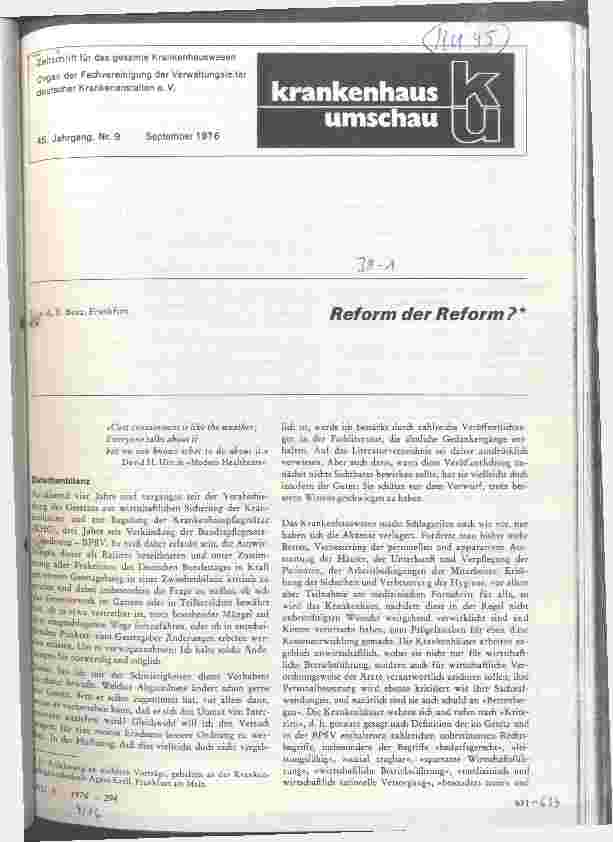 Vorschauseite 1: Reform der Reform?