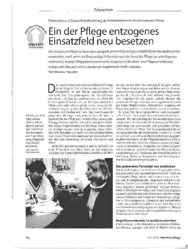 Vorschauseite 1: Ein der Pflege entzogenes Einsatzfeld neu besetzen