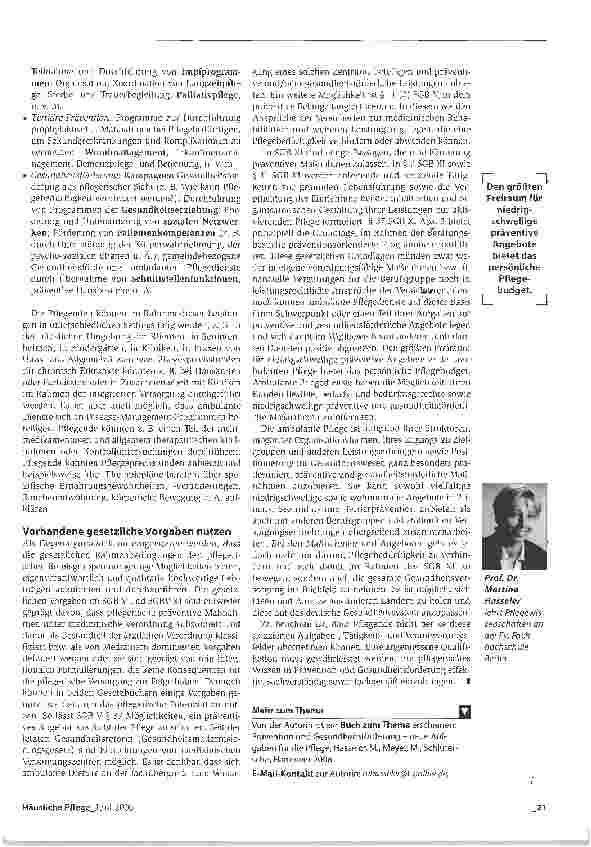 Vorschauseite 6: Ein der Pflege entzogenes Einsatzfeld neu besetzen