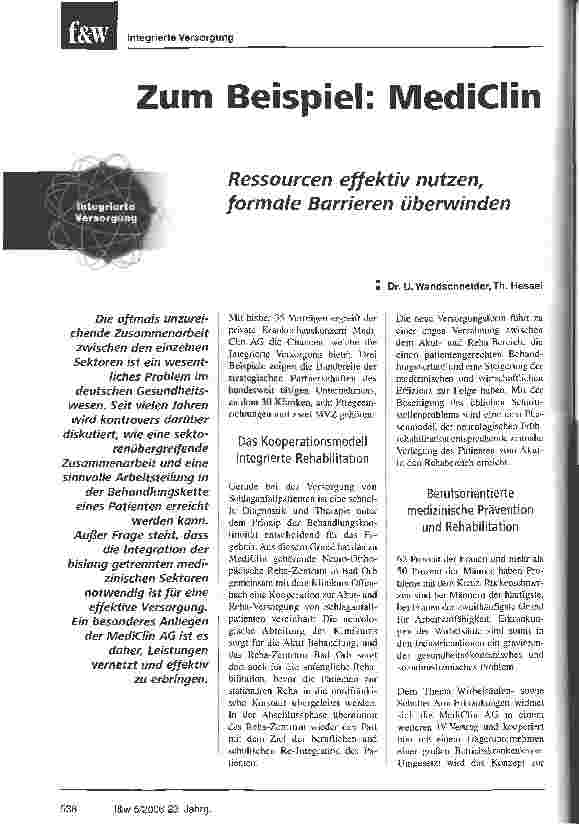 Vorschauseite 1: Zum Beispiel: MediCIin - Ressourcen effektiv nutzen, formale Barrieren überwinden