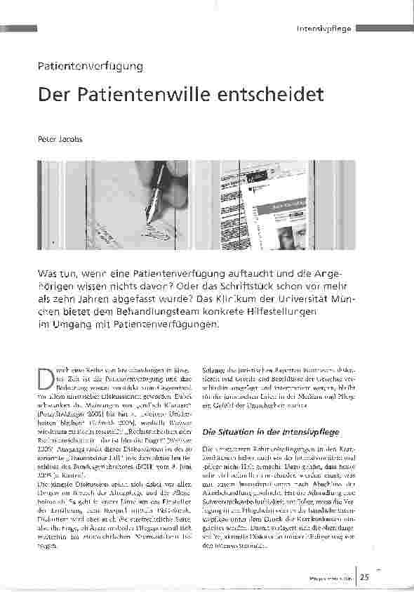 Vorschauseite 1: PatientenverfügungDer Patientenwille entscheidet