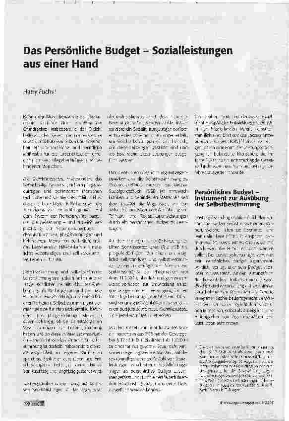 Vorschauseite 1: Das Persönliche Budget - Sozialleistungen aus einer Hand