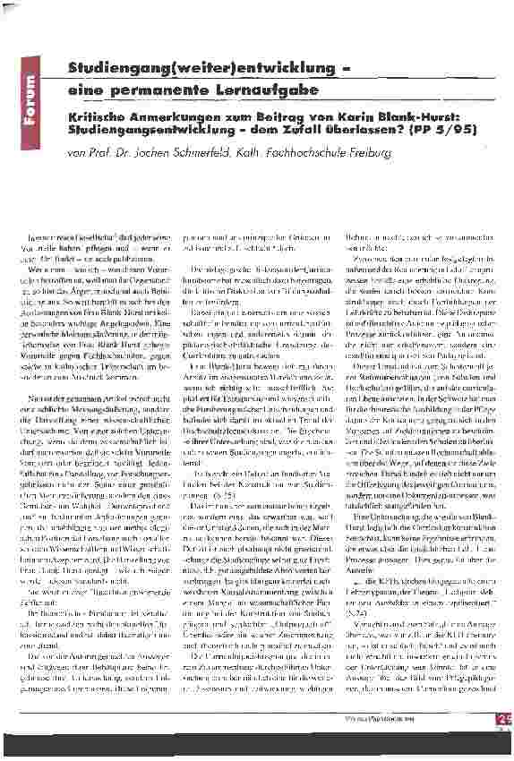 Vorschauseite 1: Studiengang(weiter)entwicklung - eine permanente Lerrnaufgabe