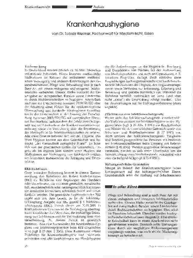 Vorschauseite 1: Krankenhaushygiene