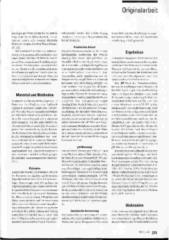 Vorschauseite 2: Reduktion des pH-Wertesim Ulcus cruris durch Cadesorb