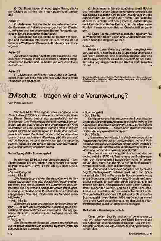 Vorschauseite 1: Zivilschutz - tragen wir eine Verantwortung?