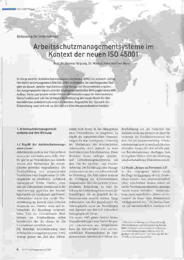 Vorschauseite 1: Arbeitsschutzmanagementsysteme im Kontext der neuen ISO 45001