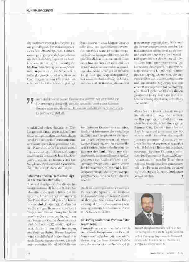 Vorschauseite 3: Kliniken - attraktiv für Pensionskassen und Co.