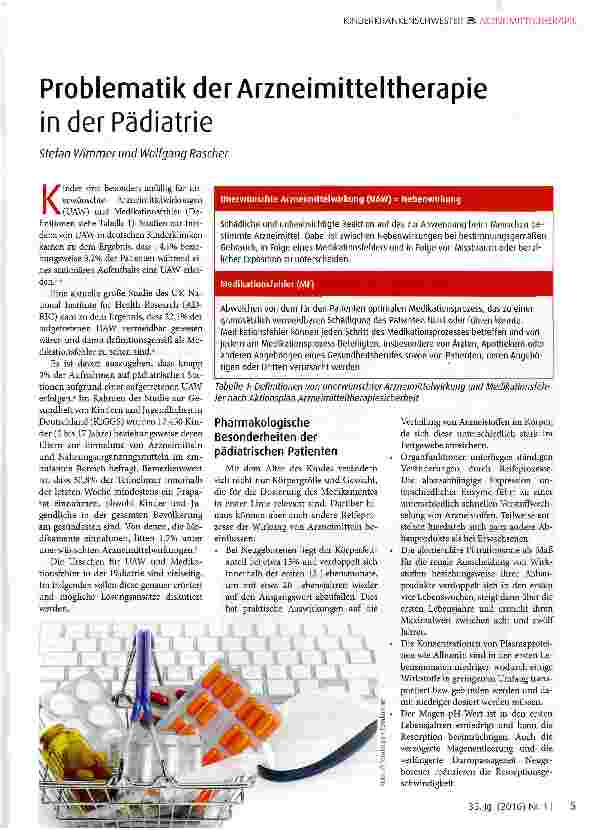 Vorschauseite 1: Problematik der Arzneimitteltherapie in der Pädiatrie