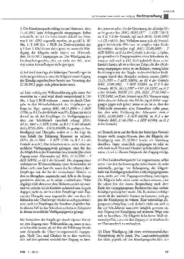 Vorschauseite 3: Zur Wirksamkeit einer ordentlichen Kündigung