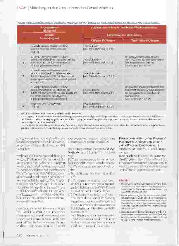 Vorschauseite 2: Listung von Flächendesinfektionsmitteln