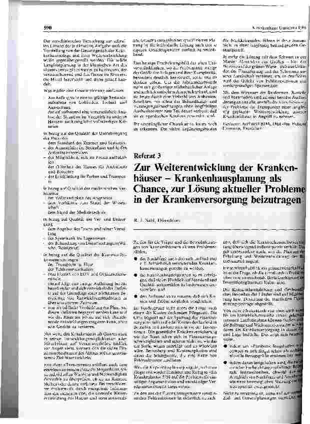 Vorschauseite 1: Zur Weiterentwicklung der Krankenhäuser - Krankenhausplanung als Chance, zur Lösung aktueller Probleme in der Krankenversorgung beizutragen