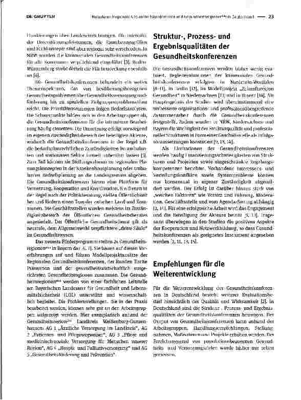 Vorschauseite 2: Regionale Gesundheitskonferenzen und Gesundheitsregionenplus in Deutschland: Struktur-, Prozessund Ergebnisqualitäten