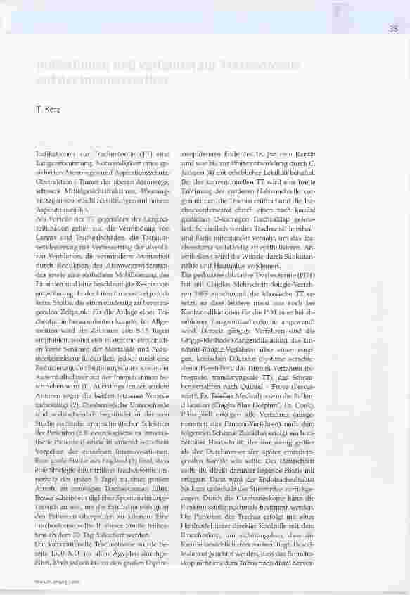Vorschauseite 1: Indikationen und Verfahren zur Tracheotomie auf der Intensivstation
