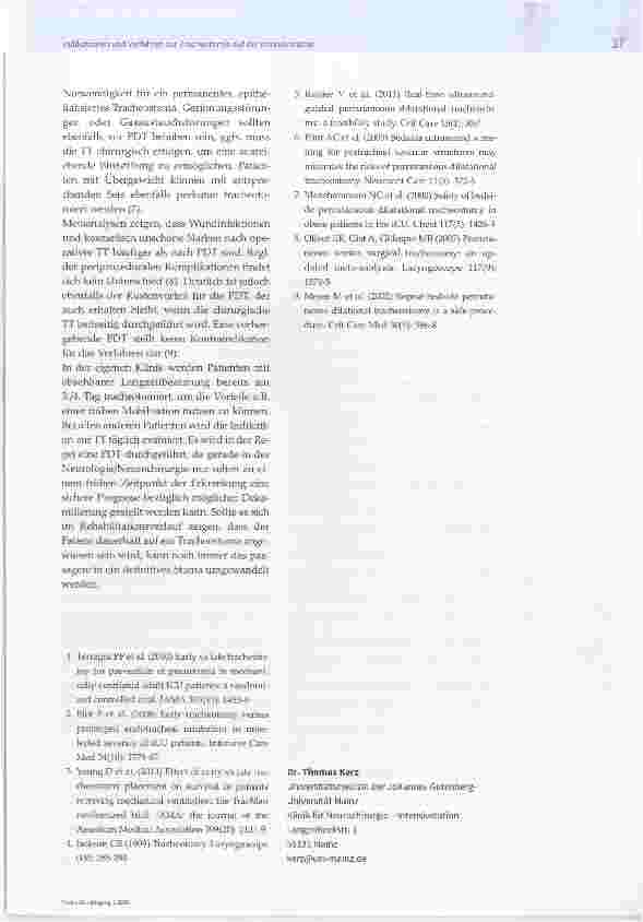 Vorschauseite 3: Indikationen und Verfahren zur Tracheotomie auf der Intensivstation