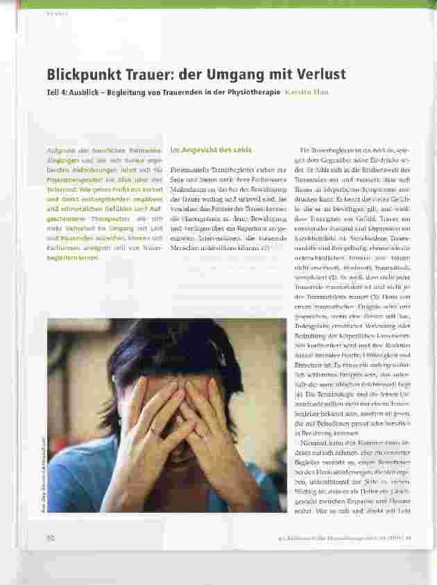 Vorschauseite 1: Blickpunkt Trauer: der Umgang mit Verlust Teil 4: Ausblick Begleitung von Trauernden in der Physiotherapie