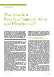 Vorschauseite 1: Was brauchen Bewohner*innen in Altenund Pflegeheimen?