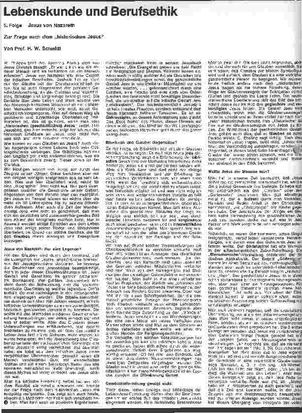Vorschauseite 1: Lebenskunst und Berufsethik 5. Folge: Jesus von Nazareth Zur Frage nach dem historischen Jesus