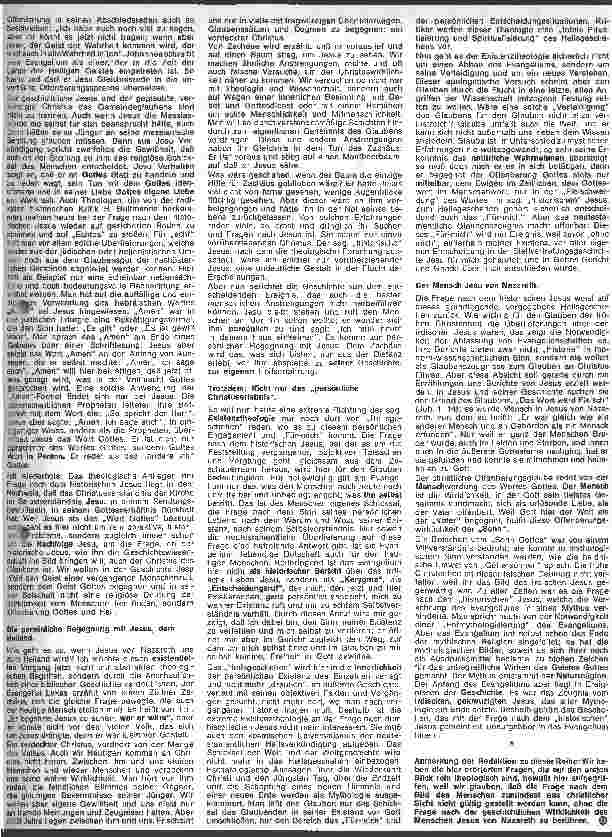 Vorschauseite 2: Lebenskunst und Berufsethik 5. Folge: Jesus von Nazareth Zur Frage nach dem historischen Jesus