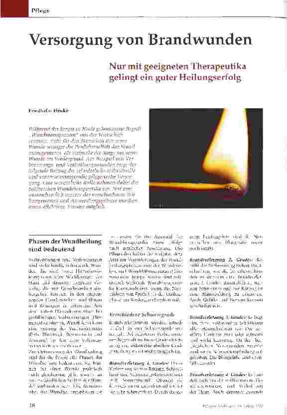 Vorschauseite 1: Versorgung von Brandwunden - Nur mit geeigneten Therapeutika gelingt ein guter Heilungserfolg