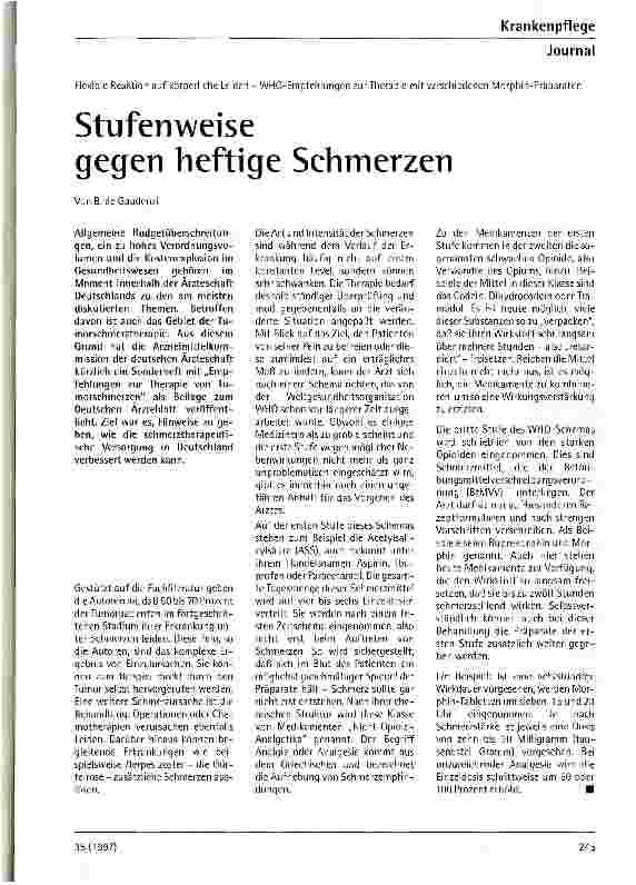 Vorschauseite 1: Stufenweise gegen heftige Schmerzen