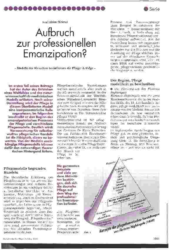 Vorschauseite 1: Aufbruch zur professionellen Emanzipation? Modelle des Menschen beeinflussen die Pflege: 2. Folge