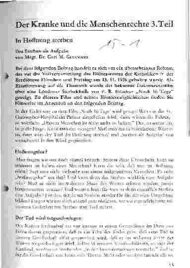 Vorschauseite 1: In Hoffnung sterben Der Kranke und die Menschenrechte, 3. Teil