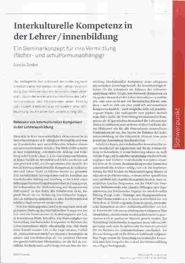 Vorschauseite 1: Interkulturelle Kompetenz in der Lehrer / innenbildung