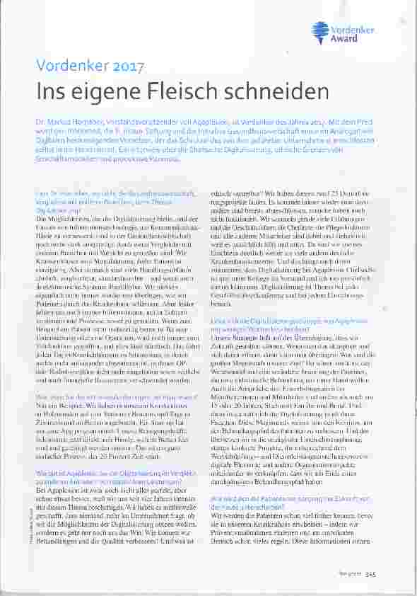 Vorschauseite 2: Vordenker 2017 Ins eigene Fleisch schneiden