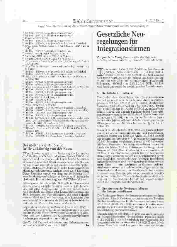Vorschauseite 1: Gesetzliche Neuregelungen für Integrationsfirmen