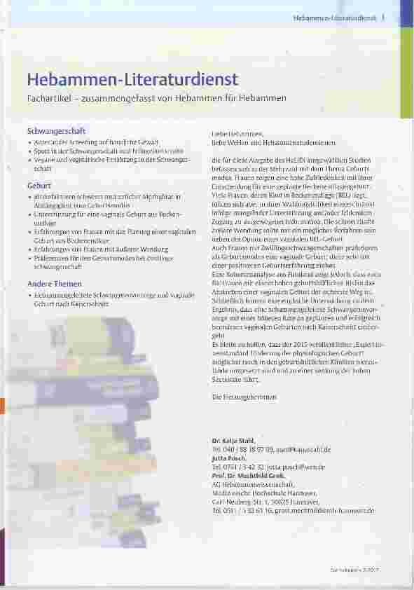 Vorschauseite 1: Hebammen-Literaturdienst