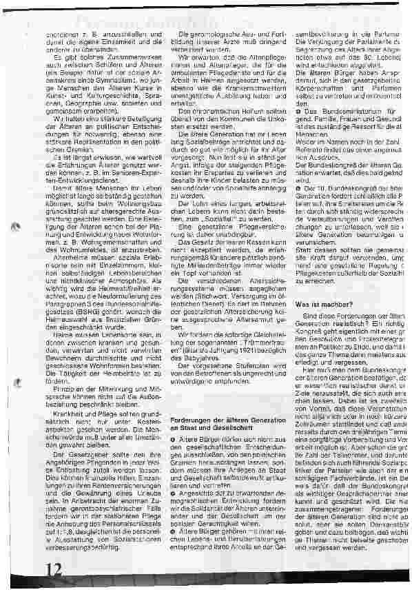 Vorschauseite 2: Bundeskongreß der älteren Generation: Forderungen an Politiker wie an Altenheime