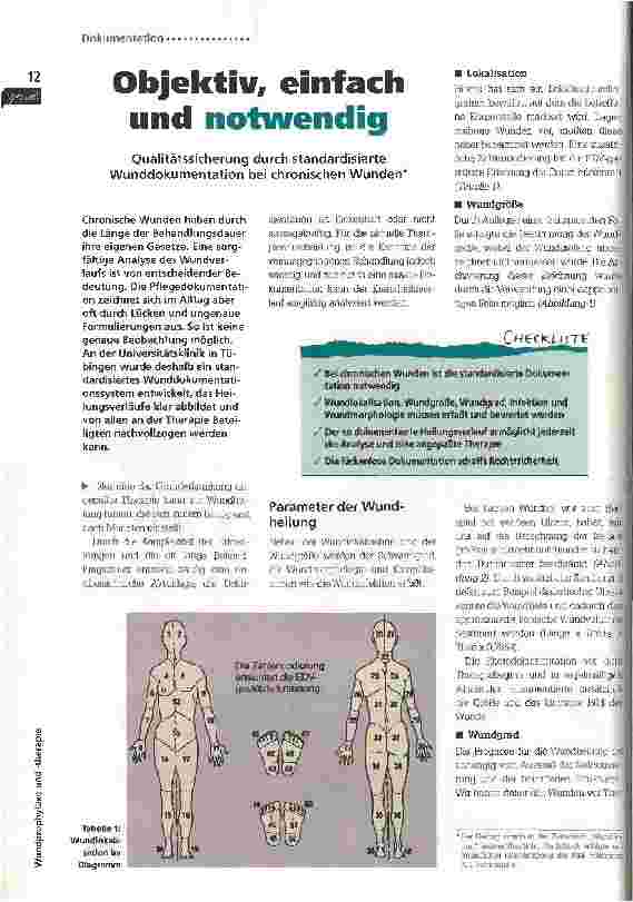 Vorschauseite 1: Objektiv, einfach und notwendig Qualitätssicherung durch standardisierte Wunddokumentation bei chronischen Wunden