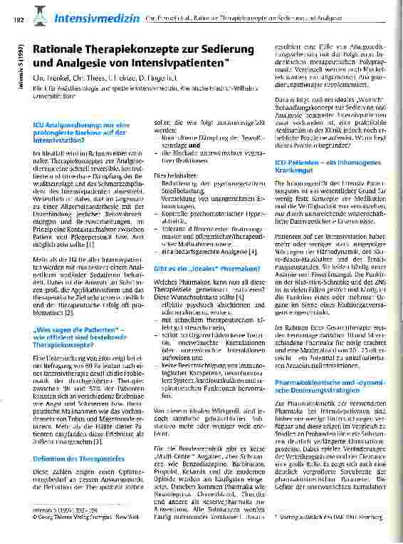 Vorschauseite 1: Rationale Therapiekonzepte zur Sedierung und Analgesie von Intensivpatienten