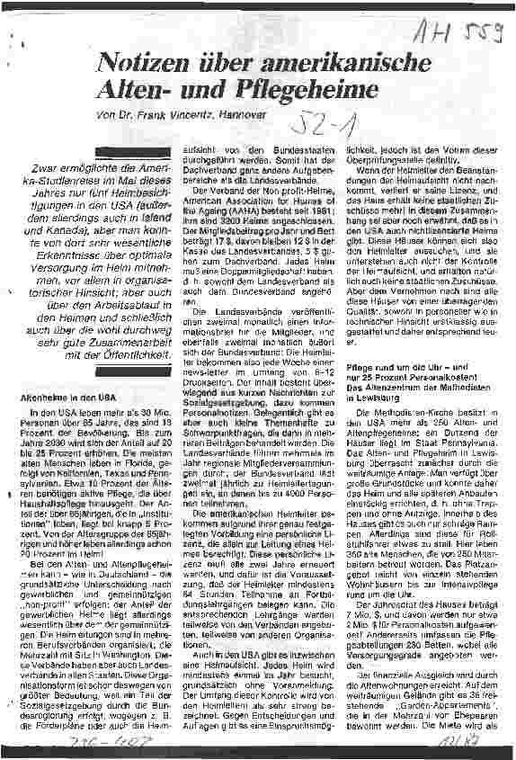 Vorschauseite 1: Notizen über amerikanische Altenund Pflegeheime