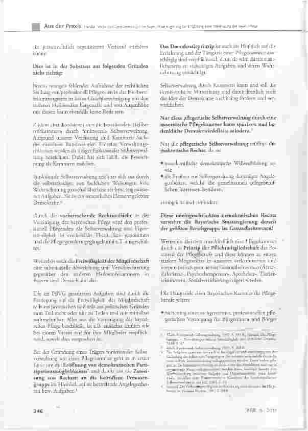 Vorschauseite 2: Wider den Gesetzesentwurf der Bayerischen Staatsregierung zur Errichtung einer Vereinigung der bayerischen Pflege (Pflegevereinigungsgesetz PfleVG)